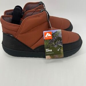 Ozark Trail Mens Water Repellent Puffer Boot Slippers Size 9 rust brown